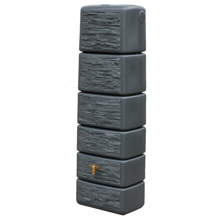 350L Slimline Stone Decor Water Butt Graphite