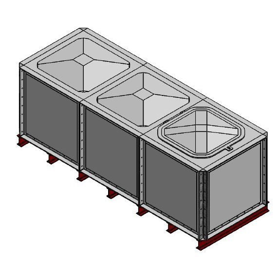 3000 Litre GRP Sectional Water Tank, Internally Flanged Base (IFB) - Wide