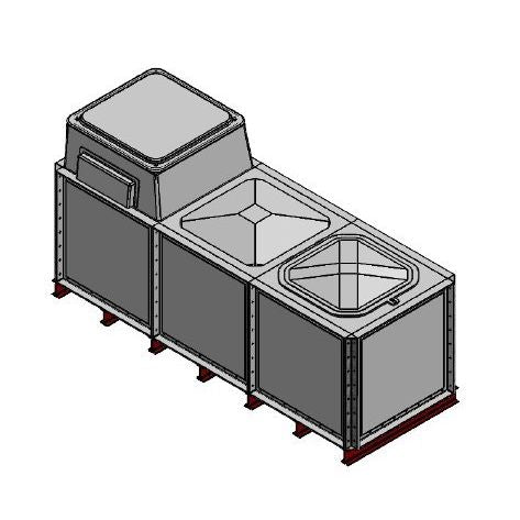 3000 Litre GRP Sectional Water Tank, Internally Flanged Base, AB Airgap (IFB) - Wide