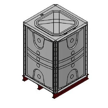 1500 Litre GRP Sectional Water Tank, Internally Flanged Base (IFB) - Tall
