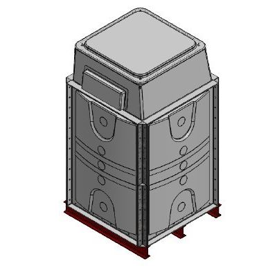 1500 Litre GRP Sectional Water Tank, Internally Flanged Base AB Airgap - Tall