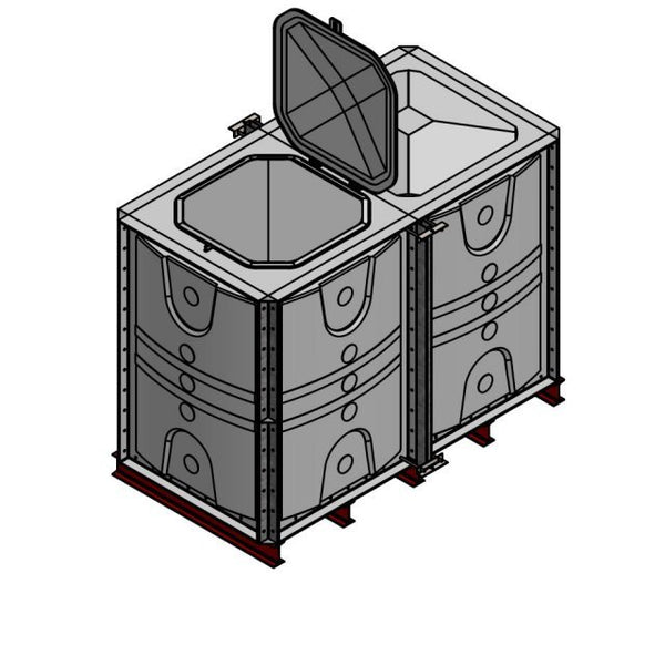3000 Litre GRP Sectional Water Tank, Internally Flanged Base (IFB) - Tall