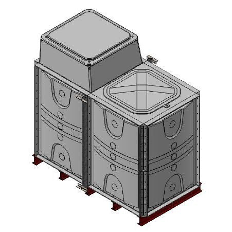 3000 Litre GRP Sectional Water Tank, Internally Flanged Base, AB Airgap (IFB) - Tall