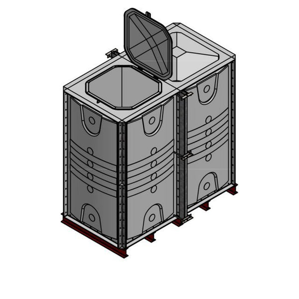 4000 Litre GRP Sectional Water Tank, Internally Flanged Base (IFB) - Tall