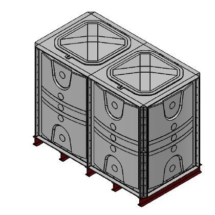 3000 Litre GRP Sectional Water Tank, Internally Flanged Base (IFB) Divided - Tall