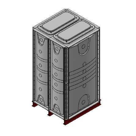 2000 Litre GRP Sectional Water Tank, Internally Flanged Base (IFB) Divided - Tall