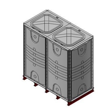 4000 Litre GRP Sectional Water Tank, Internally Flanged Base (IFB) Divided - Tall