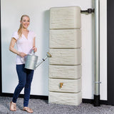 350L Slimline Stone Decor Water Butt Sand Beige in use