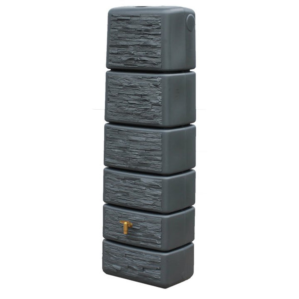 350L Slimline Stone Decor Water Butt Graphite
