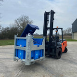 Polymobile Adblue Galvanised Frame 1000L on a forklift