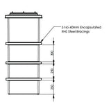 1050L One Piece Insulated GRP Water Tank Dimensions