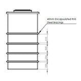 2001L One Piece Insulated GRP Water Tank Dimensions