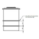 2250L One Piece Insulated GRP Water Tank Dimensions