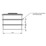 2272L One Piece Insulated GRP Water Tank Dimensions 2