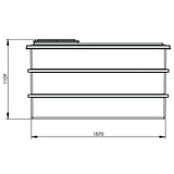 2272L One Piece Insulated GRP Water Tank Dimensions