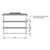 3185L One Piece Insulated GRP Water Tank Dimensions 2