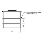 3636L One Piece Insulated GRP Water Tank Dimensions 2