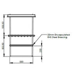 251 Litre GRP Water Tank - Two Piece Insulated dimensions
