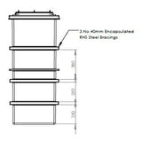 1050 Litre GRP Water Tank - Two Piece Insulated Dimensions