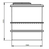 1220 Litre GRP Water Tank - Two Piece Insulated Dimensions