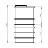 2001 Litre GRP Water Tank - Two Piece Insulated Dimensions