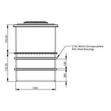 2250 Litre GRP Water Tank - Two Piece Insulated Dimensions 2