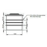 3000 Litre GRP Water Tank - Two Piece Insulated Dimensions 2