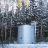 GALVANISED STEEL WATER TANK in the snow